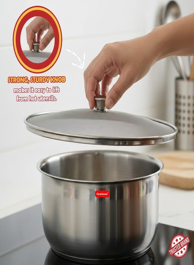 Ferohome Set of 5 Stainless Steel Net Cover Jali/Lid/Topa | Fly Proof Food Cover for Plates, Bowls & Serving Dishes | Rust Free Kitchen Food Protector| Suitable For Pots Pan Kadhai Bowls (Set of 5) - Image 5